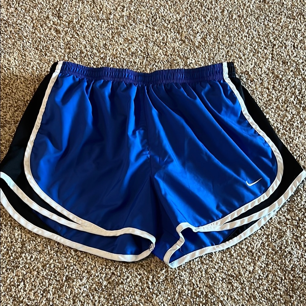 Nike Blue and Black Athletic Shorts with Elastic Waistband